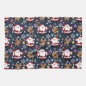 Santa en zijn favoriete rendierpatroon theedoek (Horizontaal)