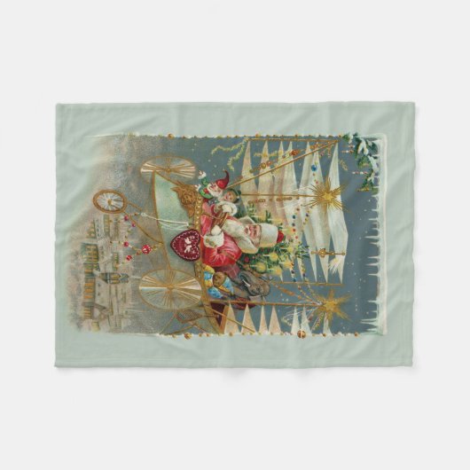 Santa en zijn geweldige vliegende machine fleece d (Voorkant (Horizontaal))