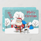 Santa en zijn hond feestdagenkaart (Voorkant / Achterkant)