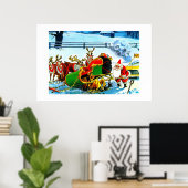 SANTA EN ZIJN REINDEER HELPEN DOOR DE AA POSTER (Thuiskantoor)