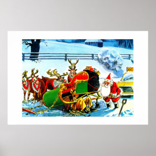 SANTA EN ZIJN REINDEER HELPEN DOOR DE AA POSTER