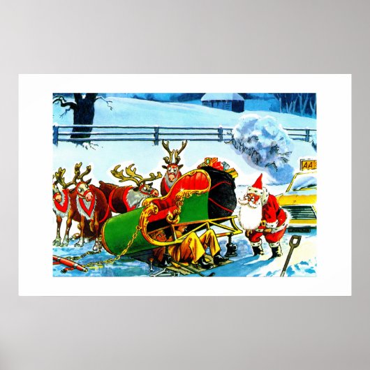 SANTA EN ZIJN REINDEER HELPEN DOOR DE AA POSTER (Voorkant)