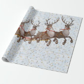 Santa en zijn rendier Vliegende kerstavond groot Cadeaupapier (Uitgerold)