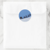 Santa en zijn rendieren ronde sticker (Tas)