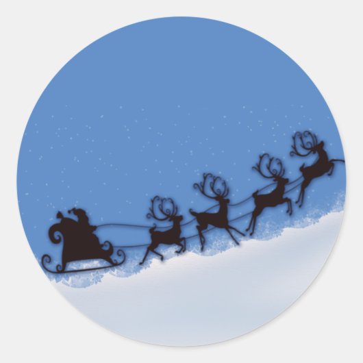 Santa en zijn rendieren ronde sticker (Voorkant)