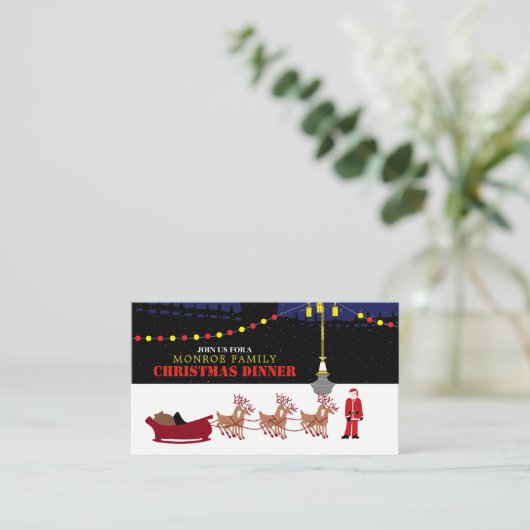 Santa en zijn rendiertje, kerstfeest Ticket Informatiekaartje (Staand voorkant)