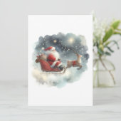 Santa en zijn slee in de nachtelijke hemel platte (Staand voorkant)