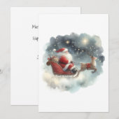 Santa en zijn slee in de nachtelijke hemel platte (Voorkant / Achterkant)