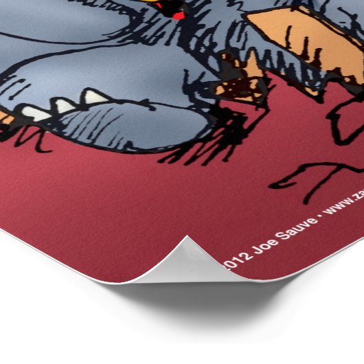Santa en Zijne Elephants Funny Cartoon Poster (Hoek)