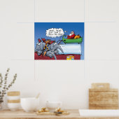 Santa en Zijne Elephants Funny Cartoon Poster (Keuken)