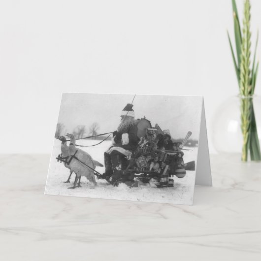 Santa en Zijne renrendiervis Feestdagen Kaart (Voorkant)