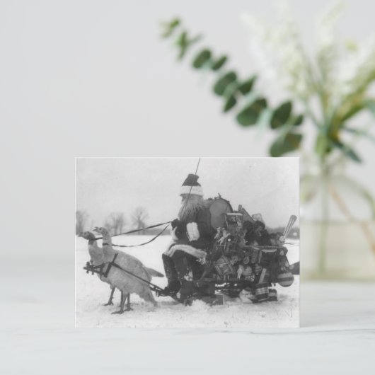 Santa en Zijne renrendiervis Feestdagenkaart (Staand voorkant)