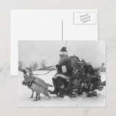 Santa en Zijne renrendiervis Feestdagenkaart (Voorkant / Achterkant)