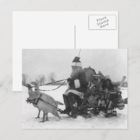 Santa en Zijne renrendiervis Feestdagenkaart (Voorkant / Achterkant)