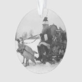Santa en Zijne renrendiervis Ornament (voorkant)