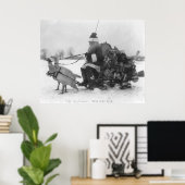 Santa en Zijne renrendiervis Poster (Thuiskantoor)