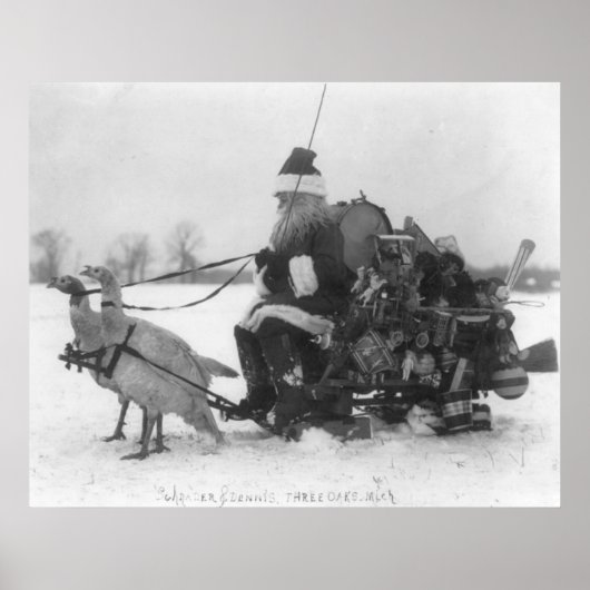 Santa en Zijne renrendiervis Poster (Voorkant)