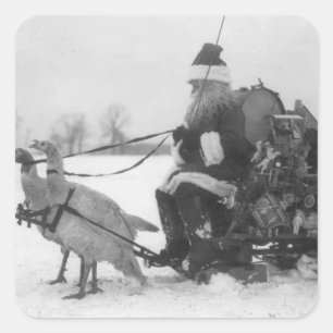 Santa en Zijne renrendiervis Vierkante Sticker