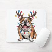Santa English Bulldog Reindeer Light Christmas  Muismat (Met muis)