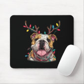 Santa English Bulldog Reindeer Light Christmas  Muismat (Met muis)