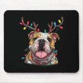 Santa English Bulldog Reindeer Light Christmas  Muismat (Voorkant)
