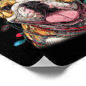 Santa English Bulldog Reindeer Light Christmas Poster (Hoek)