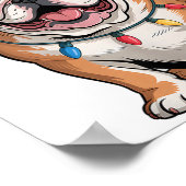 Santa English Bulldog Reindeer Light Christmas  Poster (Hoek)