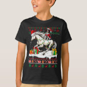 Santa English Springer Spaniel Riding Horse Xmas S T-shirt (Voorkant)