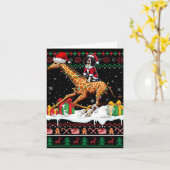 Santa English Springer Spaniel Rijden Giraffe Xmas Kaart (Gele Bloem)