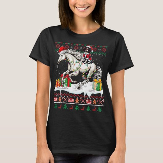 Santa English Springer Spaniel Rijpaard Xmas S T-shirt (Voorkant)