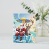 Santa Enjoys a Beer On an Iceberg Vacation Briefkaart (Staand voorkant)
