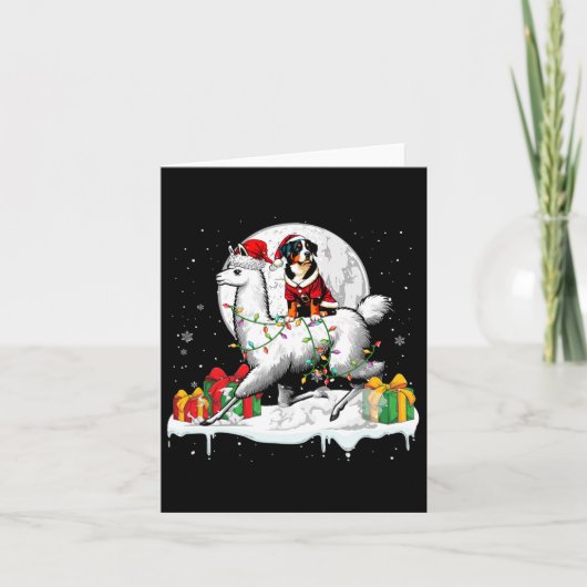 Santa Entlebucher Mountain Riding Llama Kerstmis Kaart (Voorkant)
