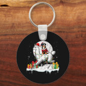 Santa Entlebucher Mountain Riding Llama Kerstmis Sleutelhanger (Voorkant)