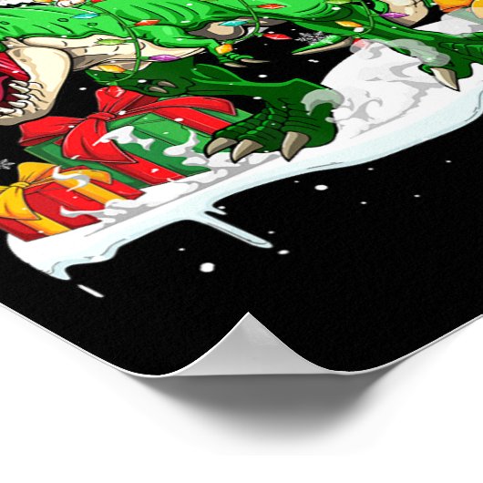 Santa Entlebucher Mountain Riding T-rex Kerstmis Poster (Hoek)