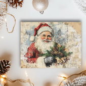 Santa Ephemera  decoupage kerstvakantie Briefkaart