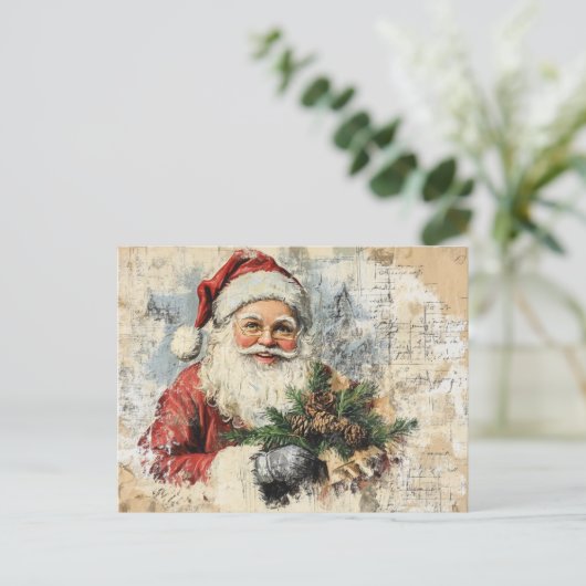 Santa Ephemera  decoupage kerstvakantie Briefkaart (Staand voorkant)