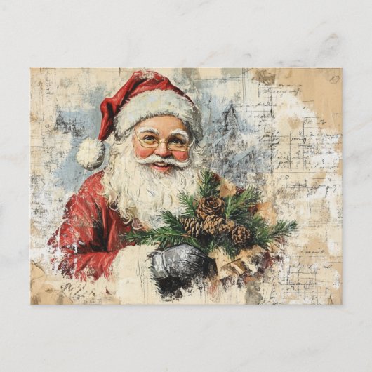 Santa Ephemera  decoupage kerstvakantie Briefkaart (Voorkant)