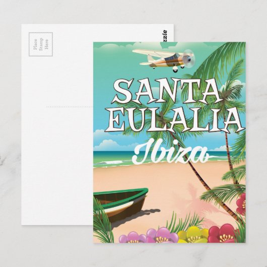 Santa Eulalia Ibiza vintage-poster Briefkaart (Voorkant / Achterkant)