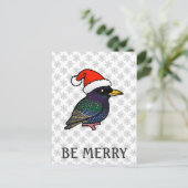 Santa European Starling Feestdagenkaart (Staand voorkant)