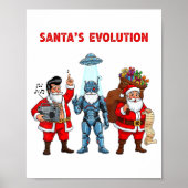 Santa Evolution Robot Clic Future Funny Christmas Poster (Voorkant)