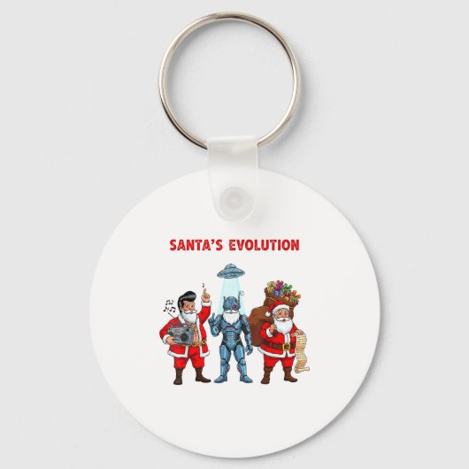 Santa Evolution Robot Clic Future Funny Christmas Sleutelhanger (Voorkant)