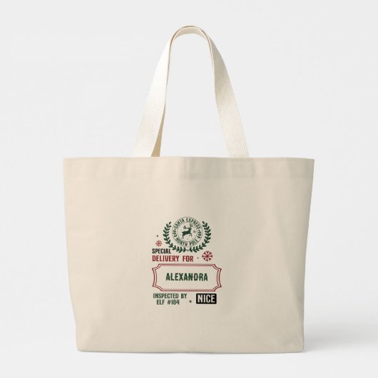 Santa Express (aangepaste naam) Kerstmis Grote Tote Bag (Achterkant)
