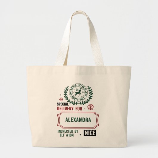 Santa Express (aangepaste naam) Kerstmis Grote Tote Bag (Voorkant)