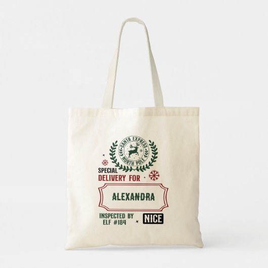 Santa Express (aangepaste naam) Kerstmis Tote Bag (Achterkant)