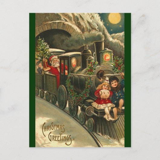 Santa Express-Briefkaart - Vintage-kerstmis Briefkaart (Voorkant)