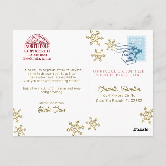 Santa Express Briefkaart voor kinderen (Achterkant)