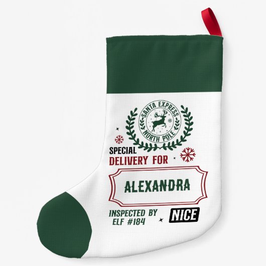Santa Express Delivery for (Custom Name)  Kleine Kerstsok (Achterkant)