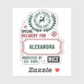 Santa Express levering voor (aangepaste naam) cade Sticker (Vel)