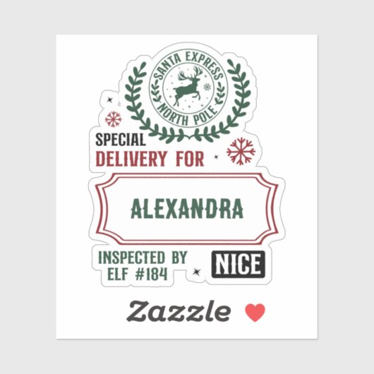 Santa Express levering voor (aangepaste naam) cade Sticker (Vel)