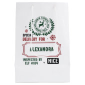 Santa Express levering voor (aangepaste naam) Kers Medium Cadeauzakje (Achterkant)